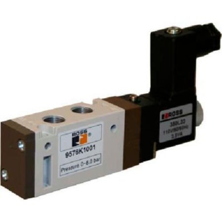 ROSS CONTROLS ROSS 5/2 Single Solenoid Controlled Directional Control Valve, 24VDC, 9576K1001W 9576K1001W